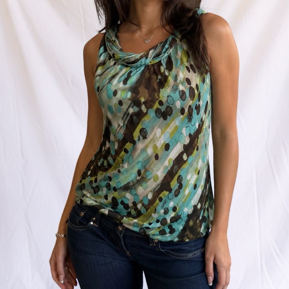 2000s Zac & Rachel Abstract Print Halter Neck Blouse Top Size Medium